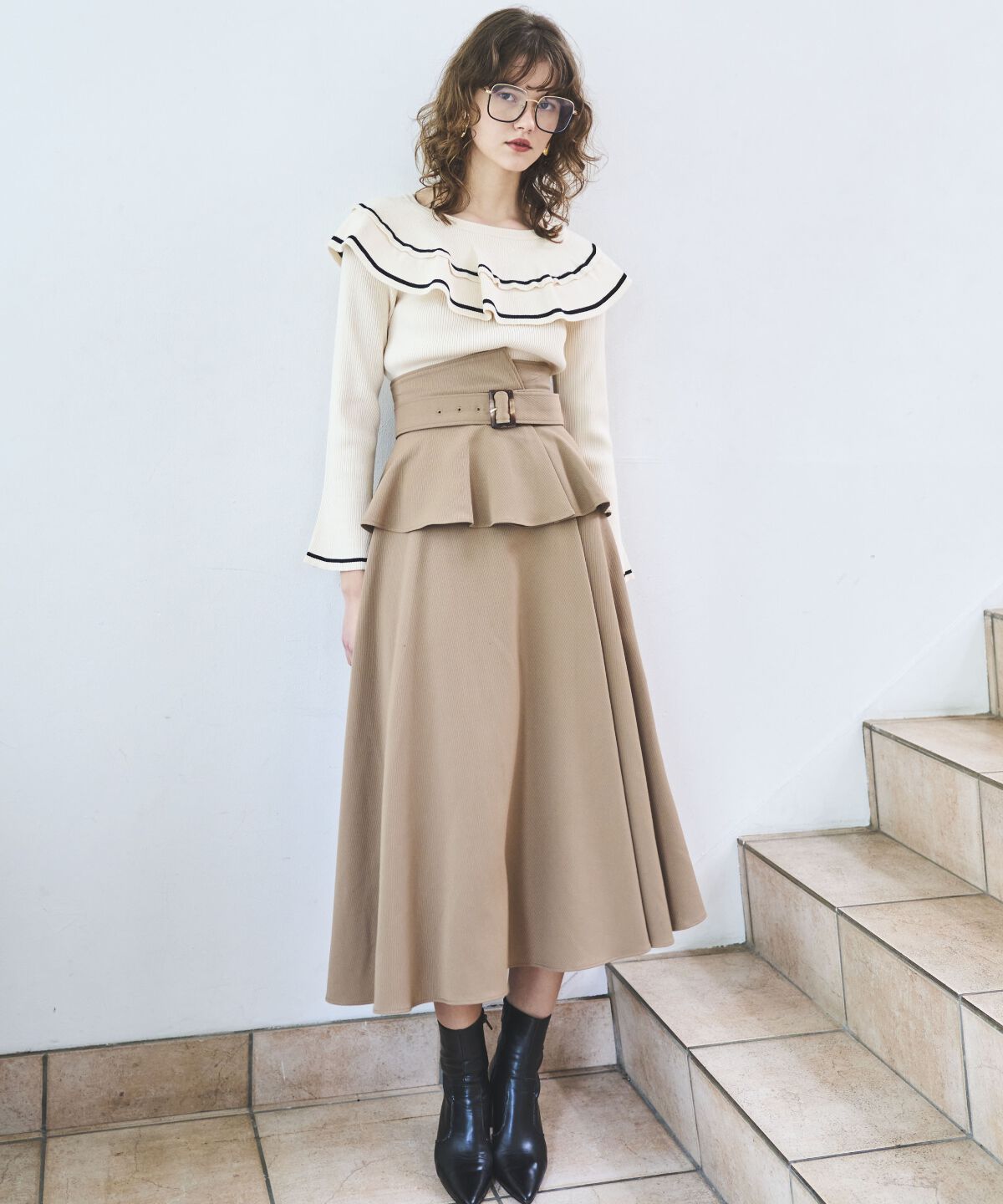 アンドクチュール「コルセットベルトフレアスカート」|フレア|