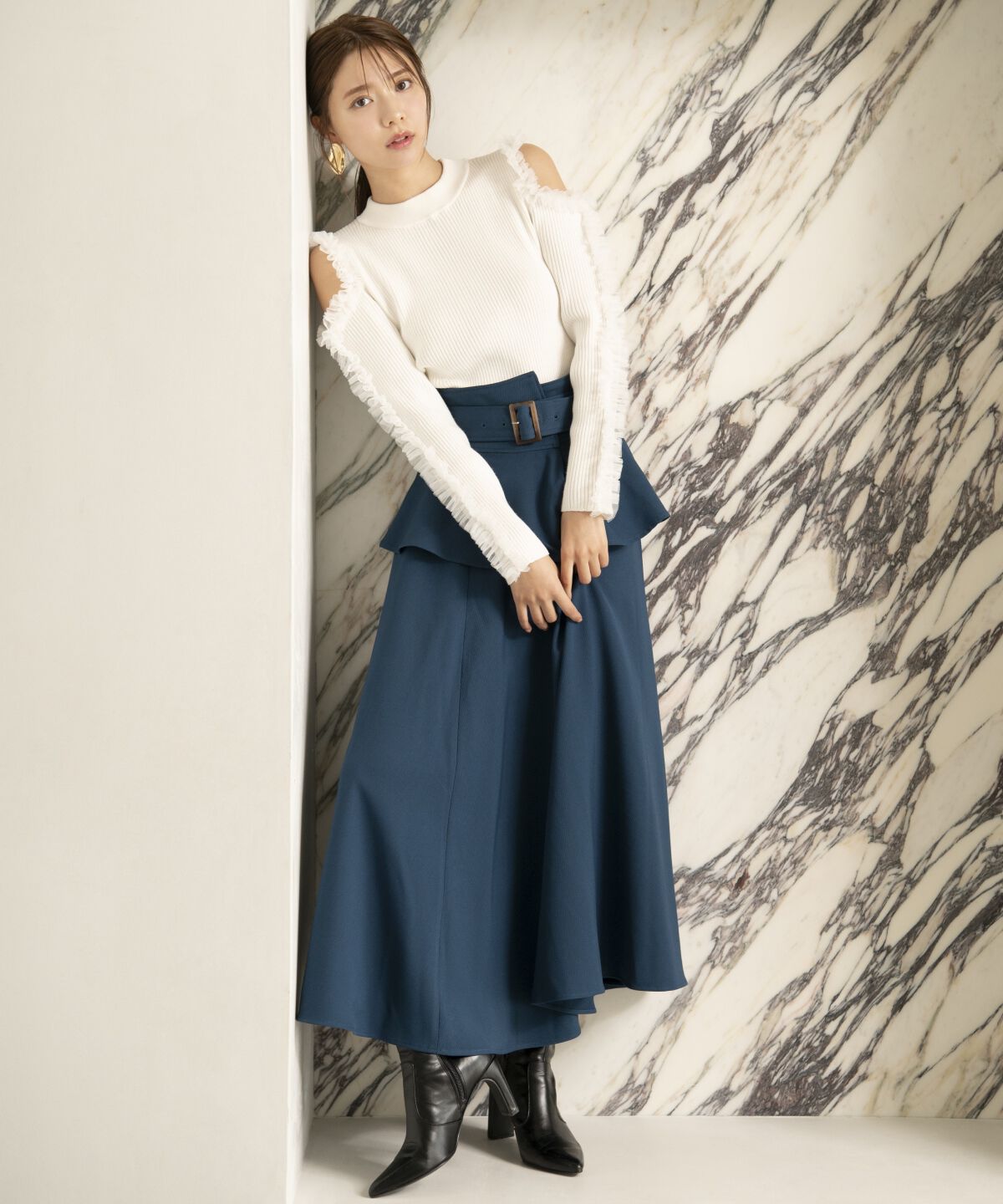 アンドクチュール「コルセットベルトフレアスカート」|フレア|
