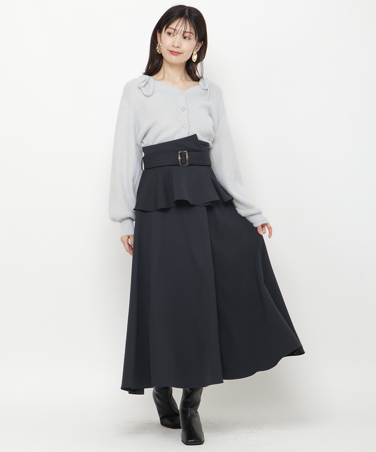 アンドクチュール「コルセットベルトフレアスカート」|フレア|