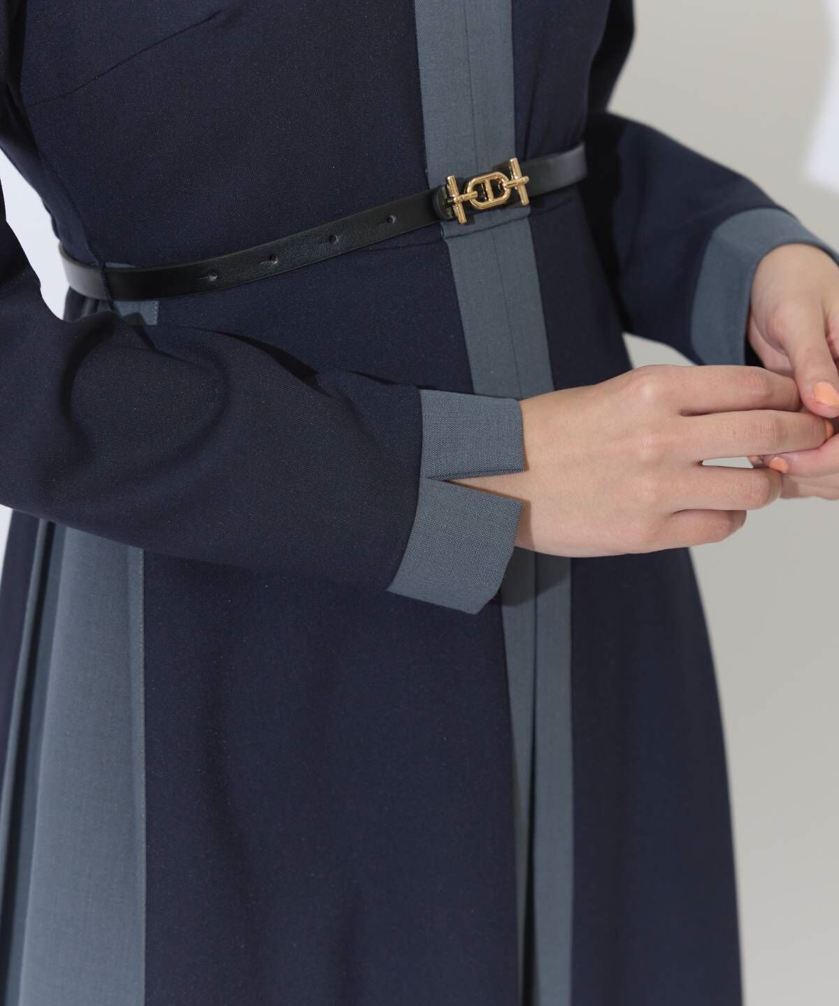 アンドクチュール「ベルト付き配色デザインワンピース」|ワンピース|