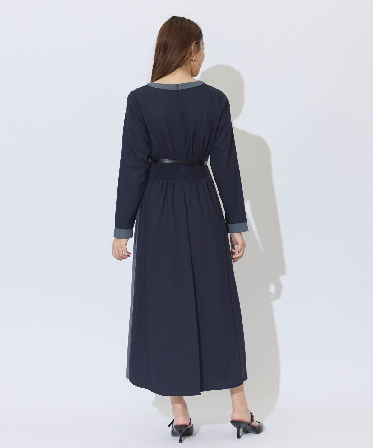 アンドクチュール「ベルト付き配色デザインワンピース」|ワンピース|