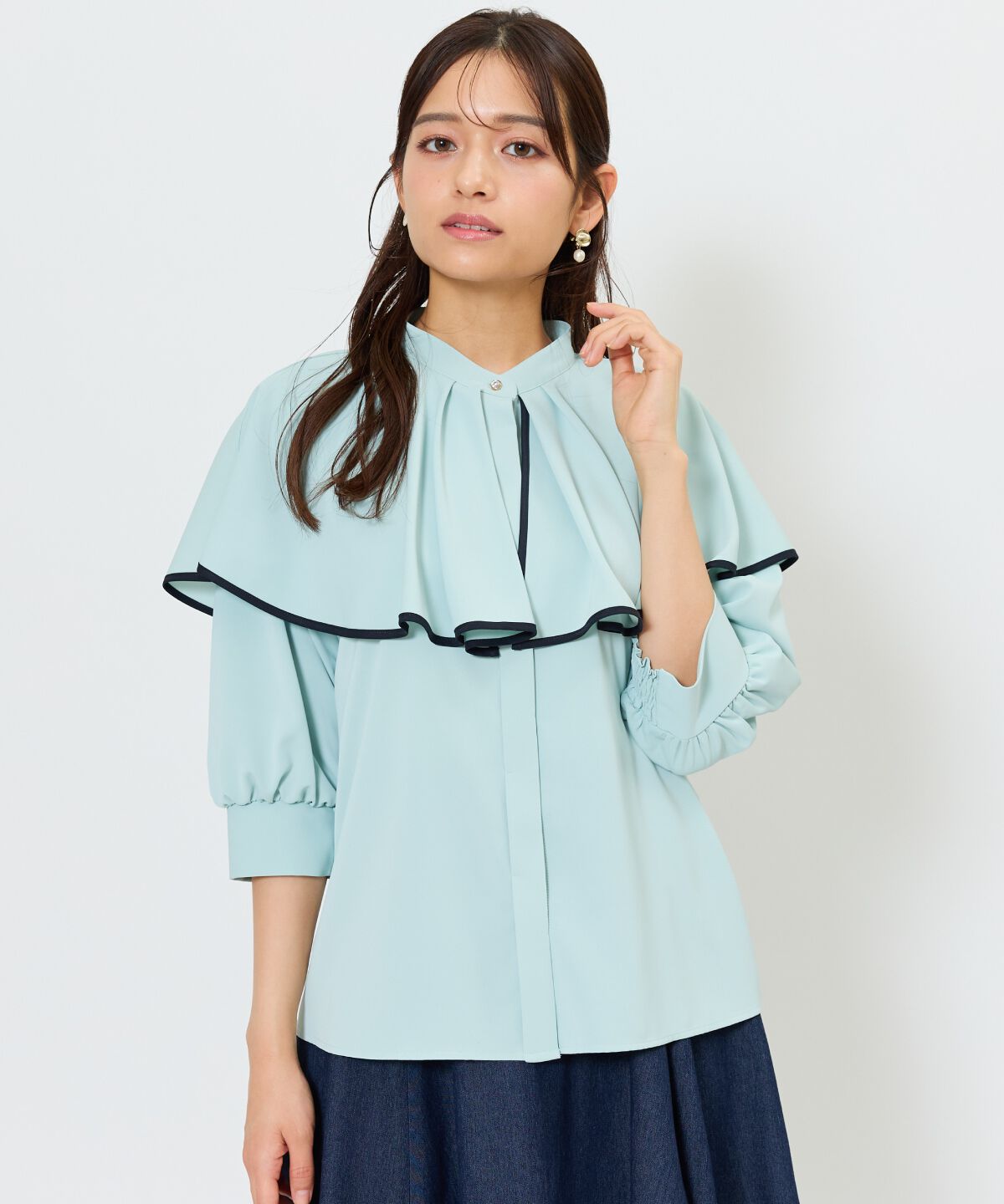 アンドクチュール「パイピングケープブラウス」|シャツ・ブラウス|