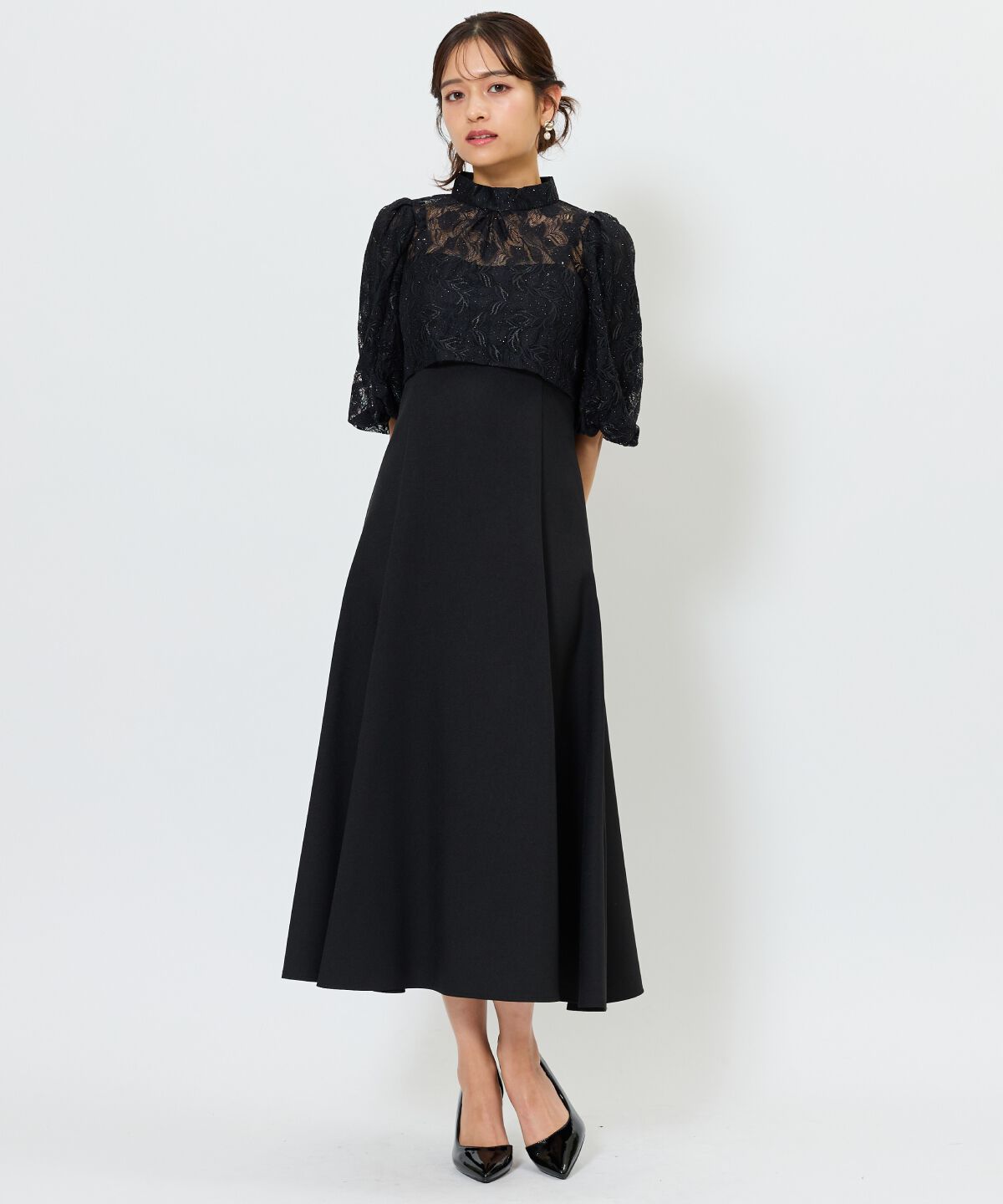 アンドクチュール「リーフレースレイヤードレス」|ドレス|