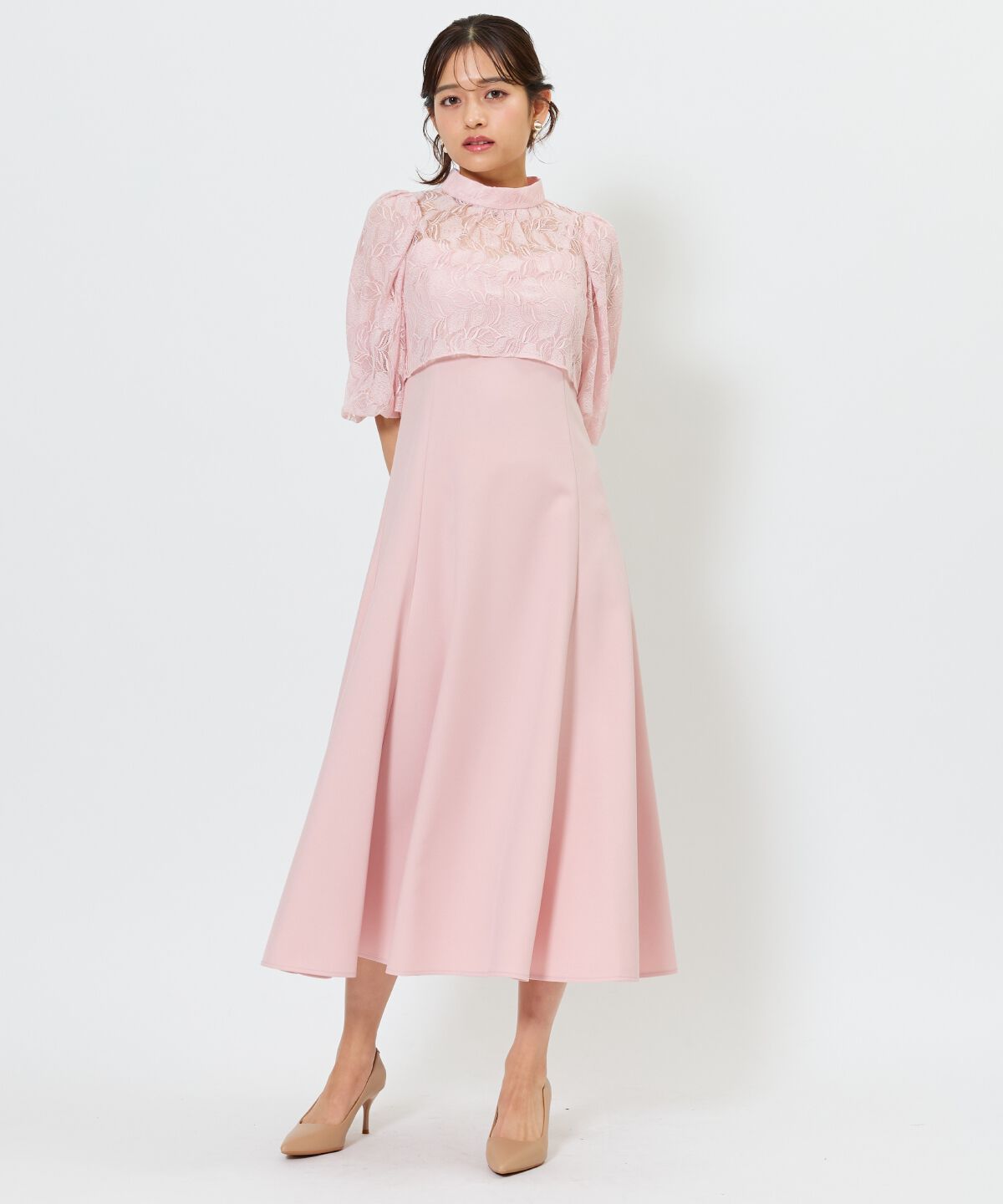 アンドクチュール「リーフレースレイヤードレス」|ドレス|