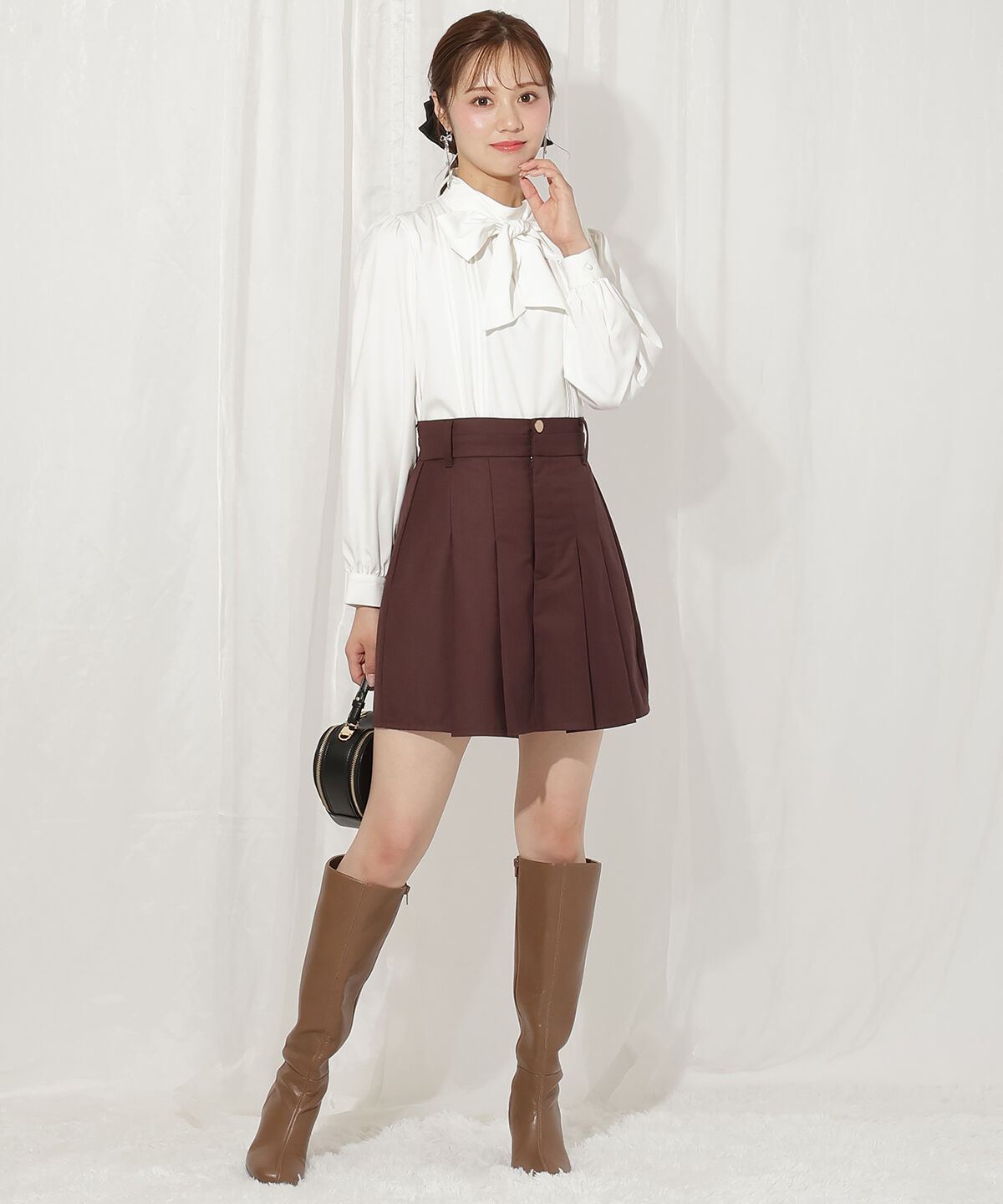 WILLSELECTION「ダブルウエストプリーツスカショーパン」|スカート|ﾀﾞｰｸﾌﾞﾗｳﾝ