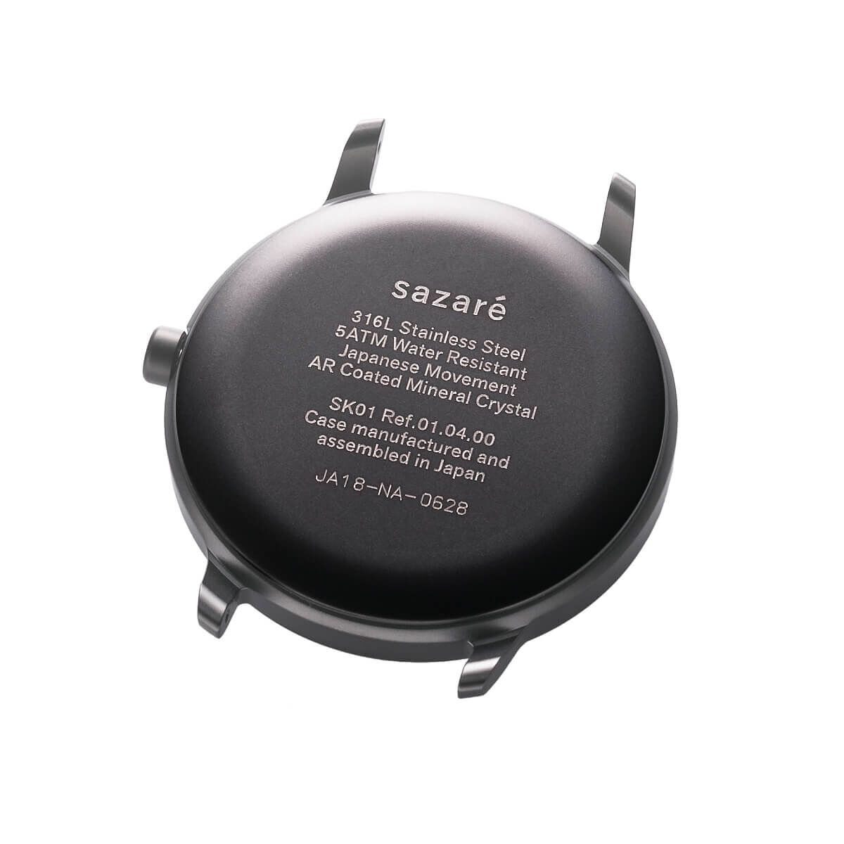 sazare「<sazare (ｻｻﾞﾚ) > 38mm ﾌﾞﾗｯｸｹｰｽ ﾎﾜｲﾄ ﾌﾞﾗｯｸﾚｻﾞｰﾍﾞﾙﾄ」|腕時計|