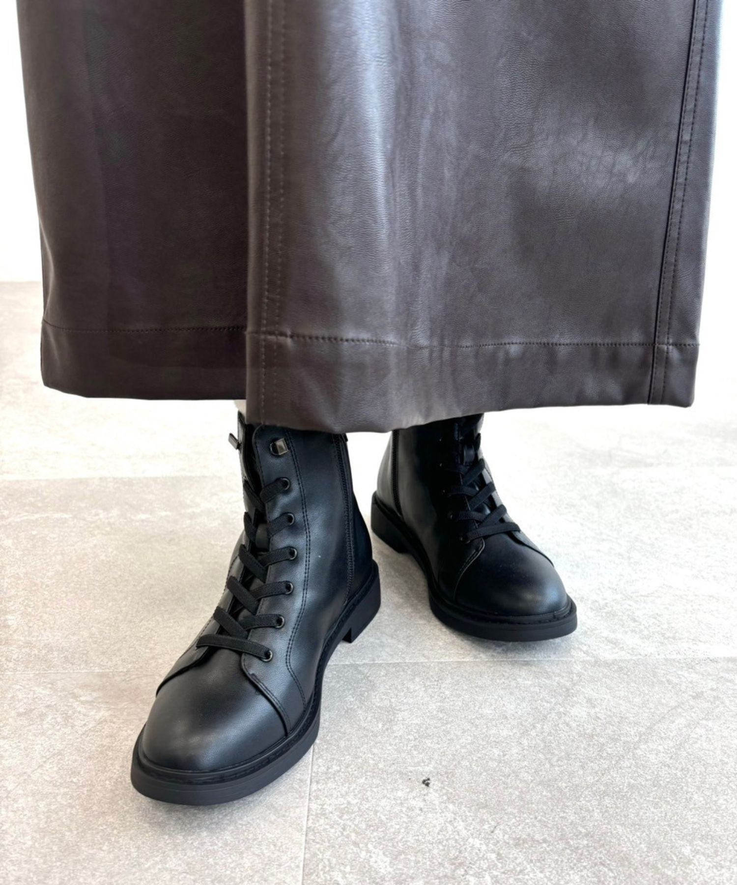 WA Oriental TRaffic「ゴム レースアップ ショートブーツ /42401」|ショートブーツ|BLACK