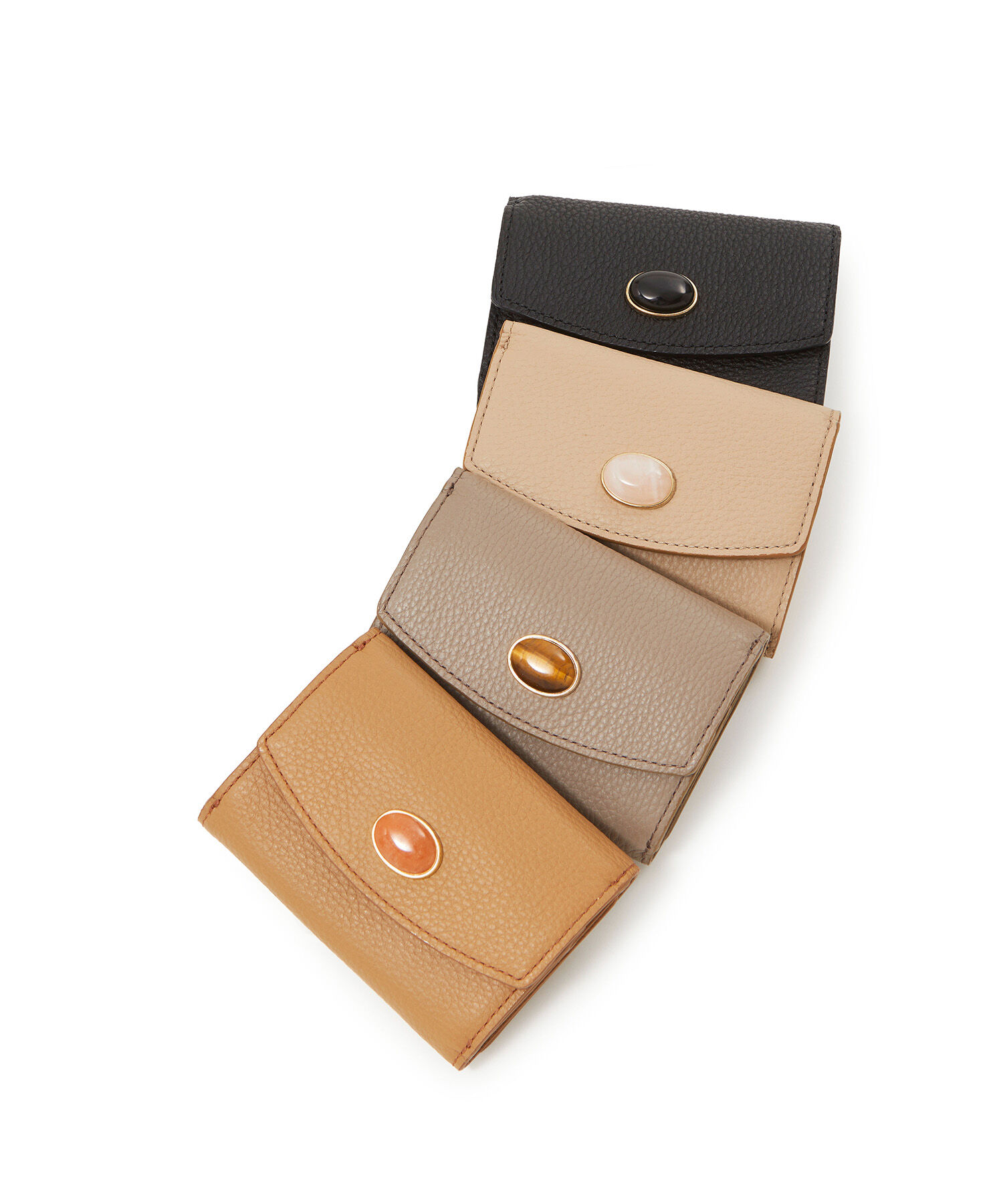 TOPKAPI 「【TOPKAPI】 gemdrops ジェムドロップ ミニエンボスレザー 天然石 三つ折り 財布」|財布|