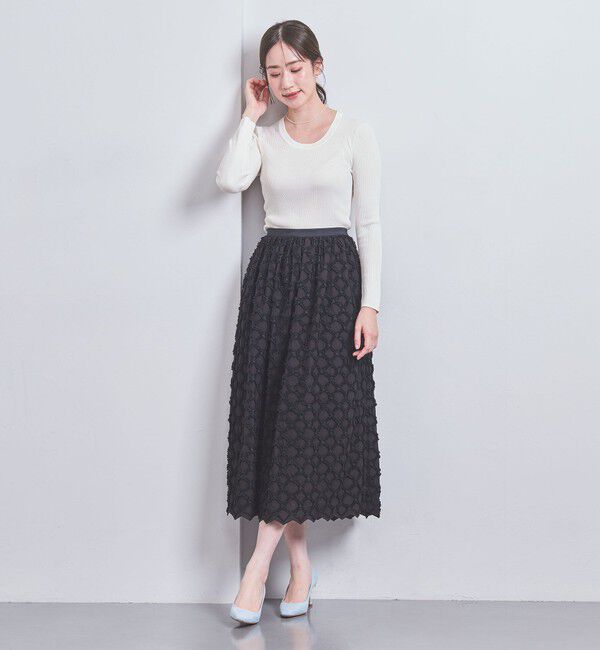 UNITED ARROWS「シルクリブ Uネック ニット」|ニット・セーター|