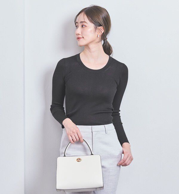 UNITED ARROWS「シルクリブ Uネック ニット」|ニット・セーター|