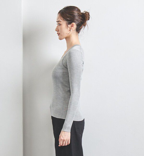 UNITED ARROWS「シルクリブ Uネック ニット」|ニット・セーター|