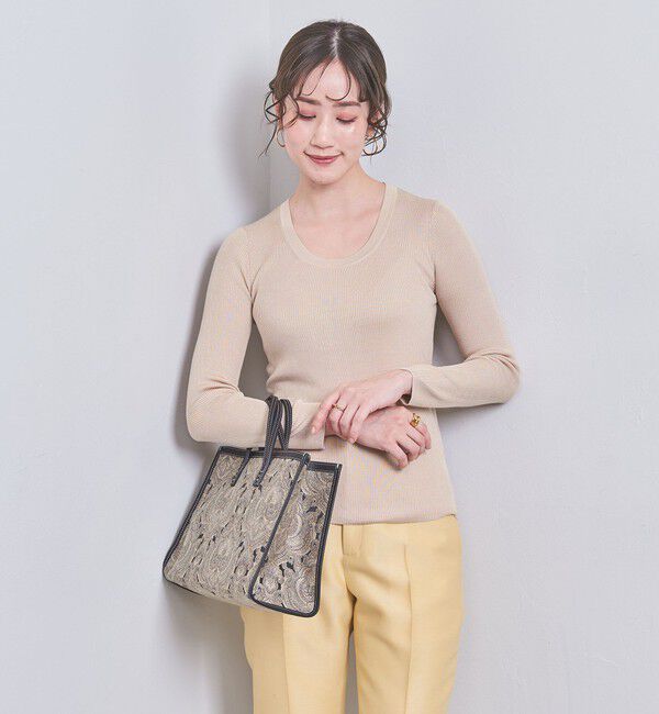 UNITED ARROWS「シルクリブ Uネック ニット」|ニット・セーター|