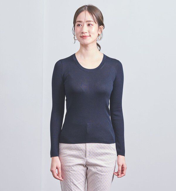 UNITED ARROWS「シルクリブ Uネック ニット」|ニット・セーター|