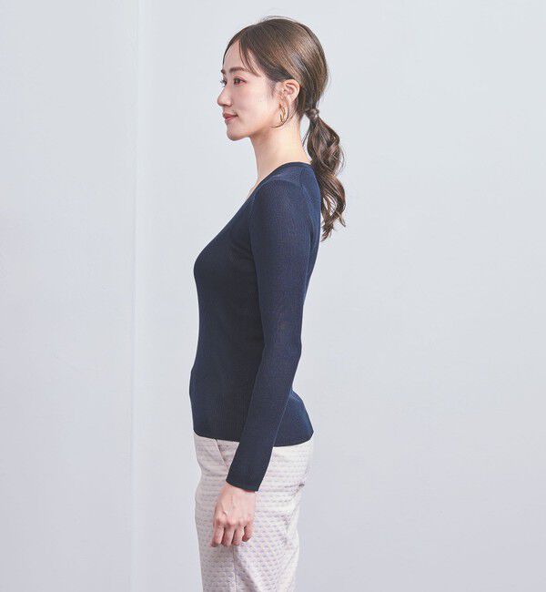 UNITED ARROWS「シルクリブ Uネック ニット」|ニット・セーター|