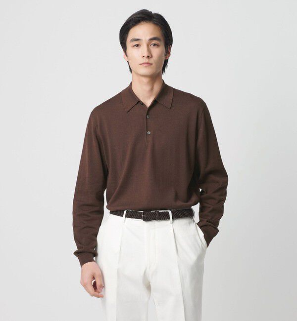 UNITED ARROWS「コットン ハイゲージ  ニットポロシャツ」|ニット・セーター|DK.BROWN