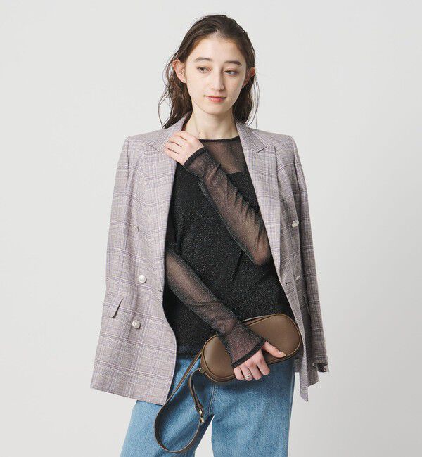 UNITED ARROWS「チュールジャージー グリッター カットソー」|Tシャツ・カットソー|BLACK