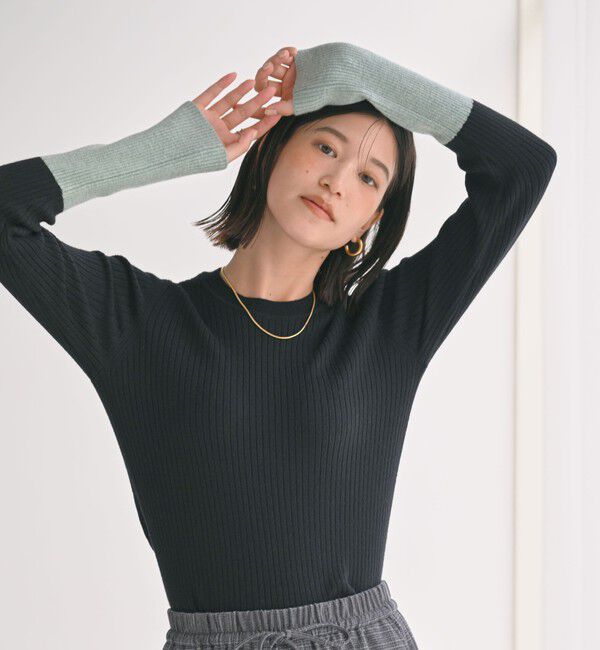 UNITED ARROWS green label relaxing「【WEB限定】＜at ease＞バイカラー クルーネック プルオーバー ニット」|ニット・セーター|