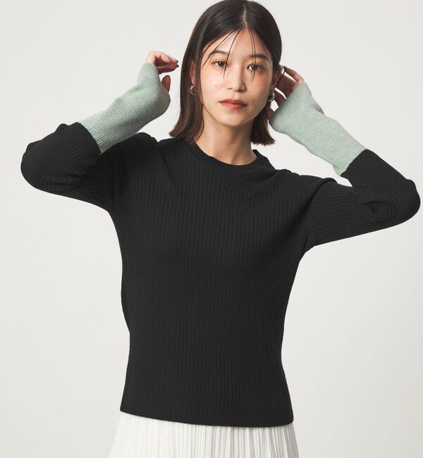 UNITED ARROWS green label relaxing「【WEB限定】＜at ease＞バイカラー クルーネック プルオーバー ニット」|ニット・セーター|