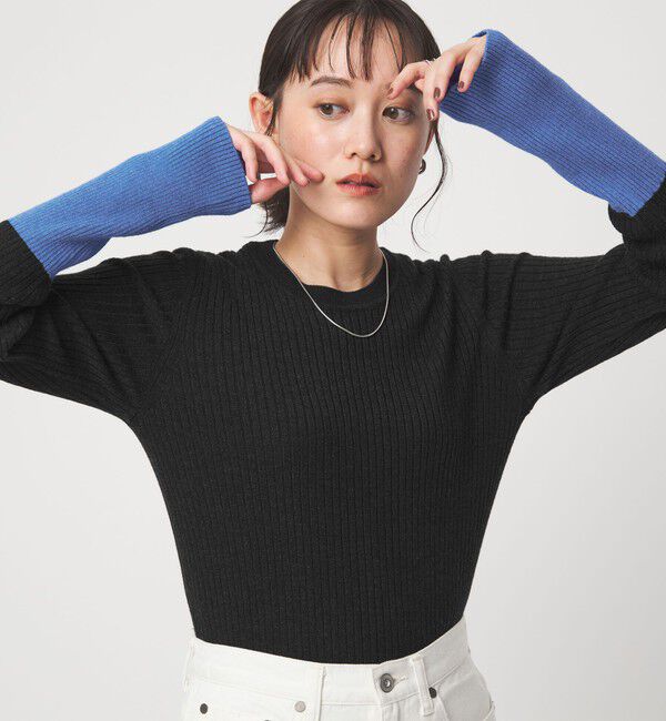 UNITED ARROWS green label relaxing「【WEB限定】＜at ease＞バイカラー クルーネック プルオーバー ニット」|ニット・セーター|