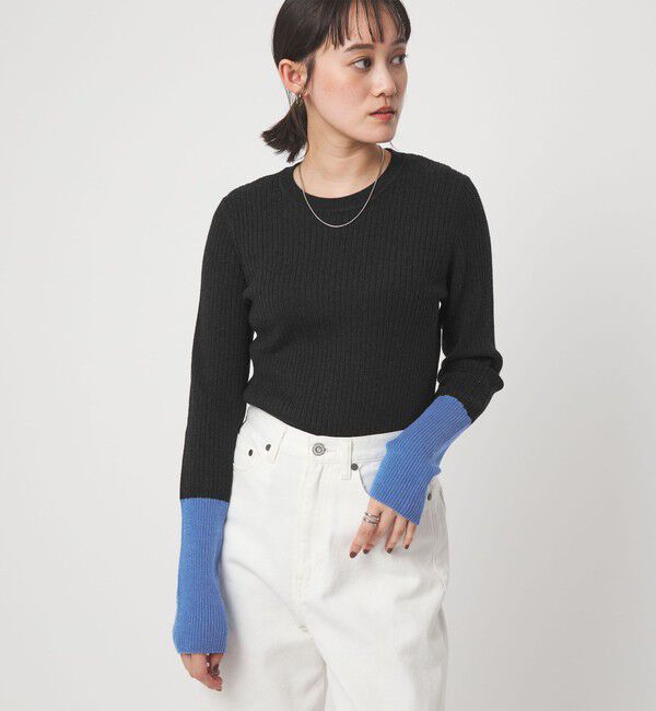 UNITED ARROWS green label relaxing「【WEB限定】＜at ease＞バイカラー クルーネック プルオーバー ニット」|ニット・セーター|