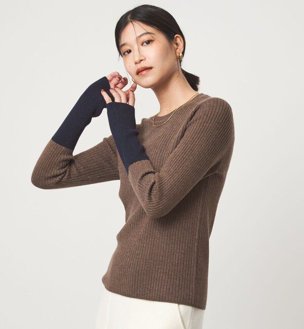 UNITED ARROWS green label relaxing「【WEB限定】＜at ease＞バイカラー クルーネック プルオーバー ニット」|ニット・セーター|