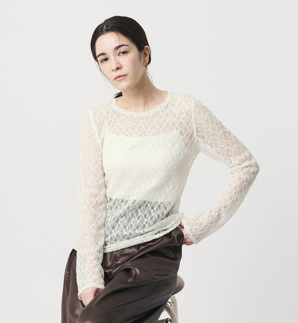 BEAUTY&YOUTH UNITED ARROWS「フラワーレース プルオーバー」|Tシャツ・カットソー|WHITE