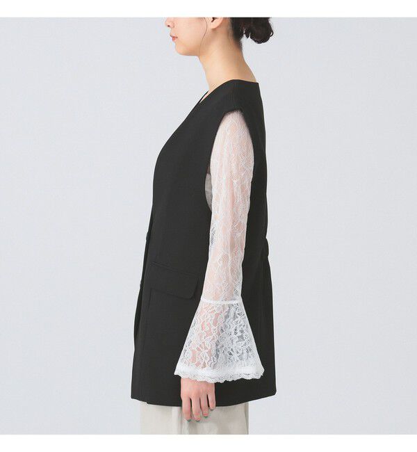 Ray BEAMS 「ノーカラー バック ギャザー ジレ」|ベスト・ジレ|