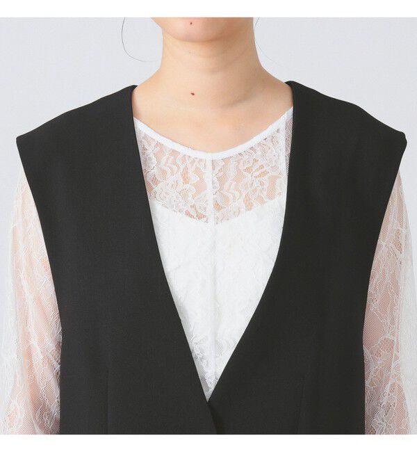 Ray BEAMS 「ノーカラー バック ギャザー ジレ」|ベスト・ジレ|