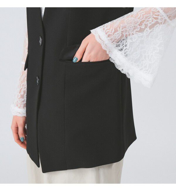 Ray BEAMS 「ノーカラー バック ギャザー ジレ」|ベスト・ジレ|