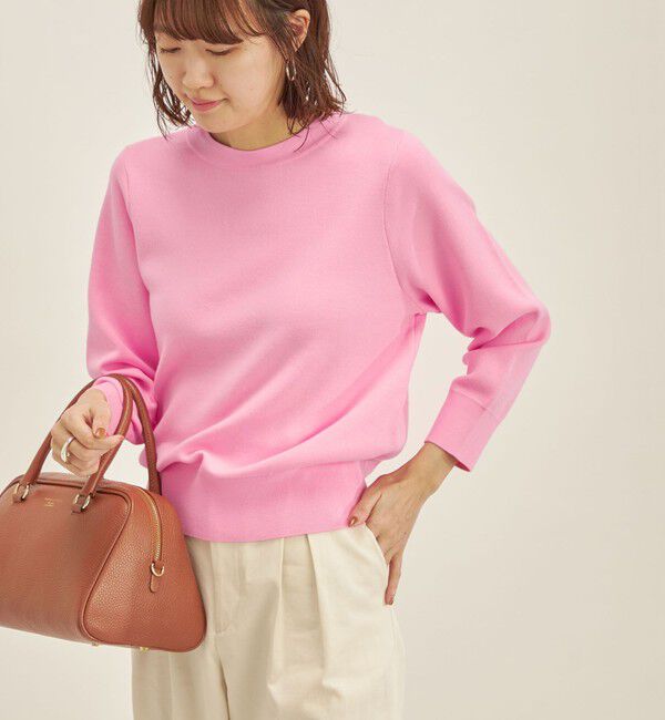 SHIPS for women「〈手洗い可能〉コットン 配色 バックボタン プルオーバー◇」|ニット・セーター|ピンク系