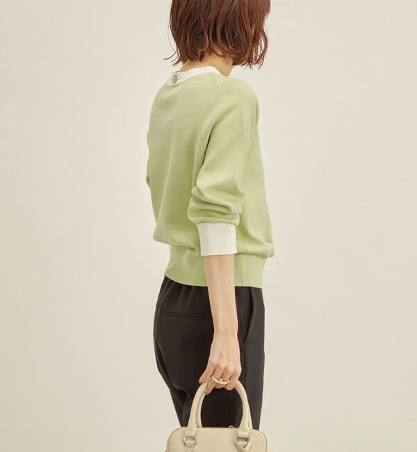 SHIPS for women「〈手洗い可能〉コットン 配色 バックボタン プルオーバー◇」|ニット・セーター|