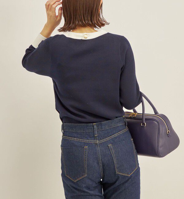 SHIPS for women「〈手洗い可能〉コットン 配色 バックボタン プルオーバー◇」|ニット・セーター|