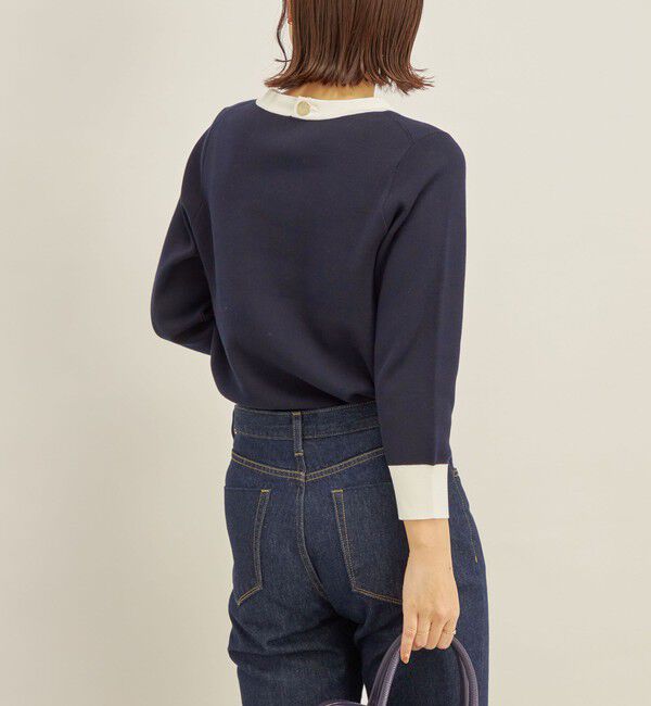 SHIPS for women「〈手洗い可能〉コットン 配色 バックボタン プルオーバー◇」|ニット・セーター|