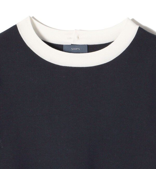 SHIPS for women「〈手洗い可能〉コットン 配色 バックボタン プルオーバー◇」|ニット・セーター|