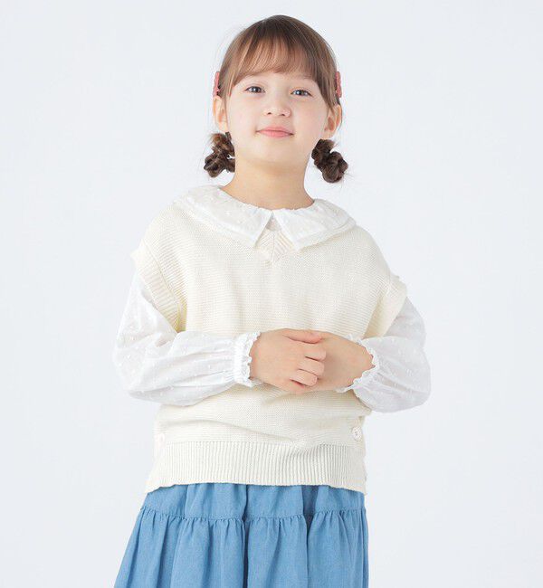 SHIPS KIDS「SHIPS KIDS:100～140cm /〈手洗い可能〉サイド ボタン ニット ベスト」|ベスト・ジレ|