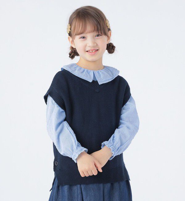 SHIPS KIDS「SHIPS KIDS:100～140cm /〈手洗い可能〉サイド ボタン ニット ベスト」|ベスト・ジレ|