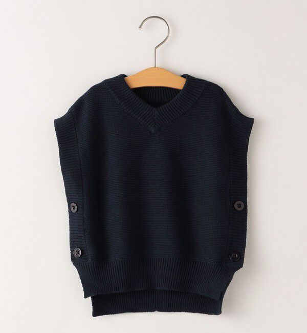 SHIPS KIDS「SHIPS KIDS:100～140cm /〈手洗い可能〉サイド ボタン ニット ベスト」|ベスト・ジレ|