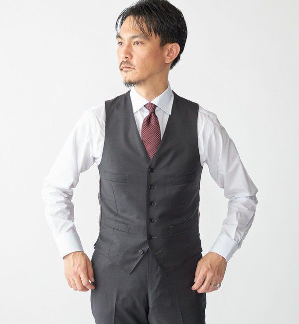 SHIPS「SHIPS: LORO PIANA FABRIC オーストラリス 無地 ベスト」|ベスト・ジレ|ダークグレー