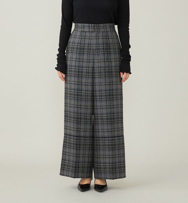 quaranciel「quaranciel:〈手洗い可能〉チェック ソリッド パイピング ワイド パンツ」|その他|