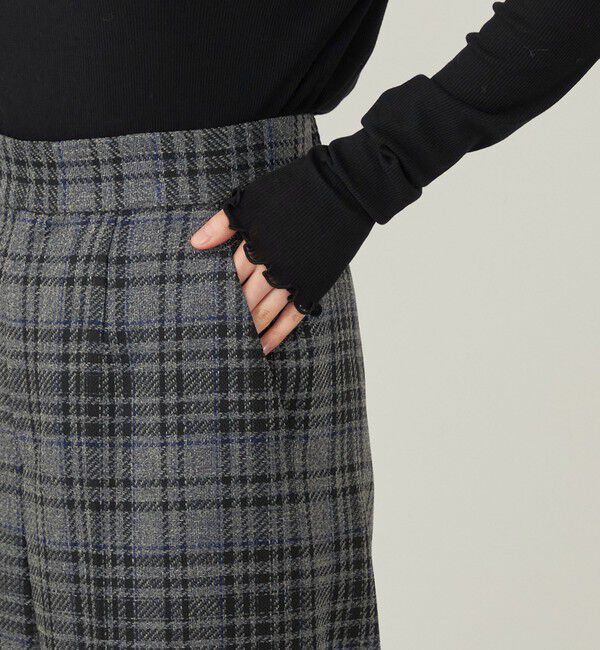 quaranciel「quaranciel:〈手洗い可能〉チェック ソリッド パイピング ワイド パンツ」|その他|