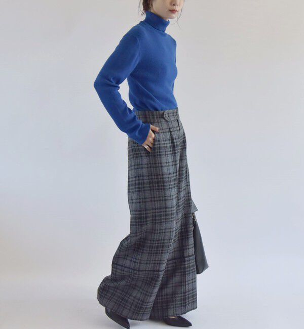 quaranciel「quaranciel:〈手洗い可能〉チェック ソリッド パイピング ワイド パンツ」|その他|