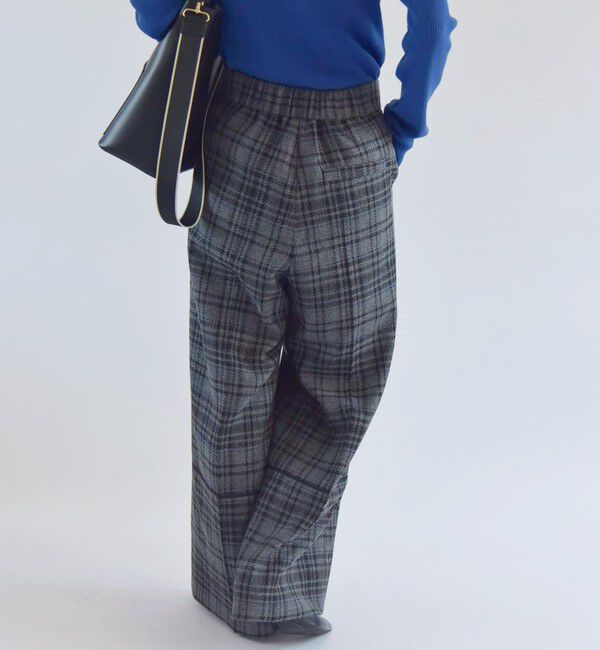 quaranciel「quaranciel:〈手洗い可能〉チェック ソリッド パイピング ワイド パンツ」|その他|