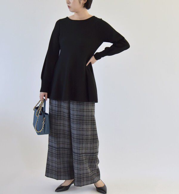 quaranciel「quaranciel:〈手洗い可能〉チェック ソリッド パイピング ワイド パンツ」|その他|