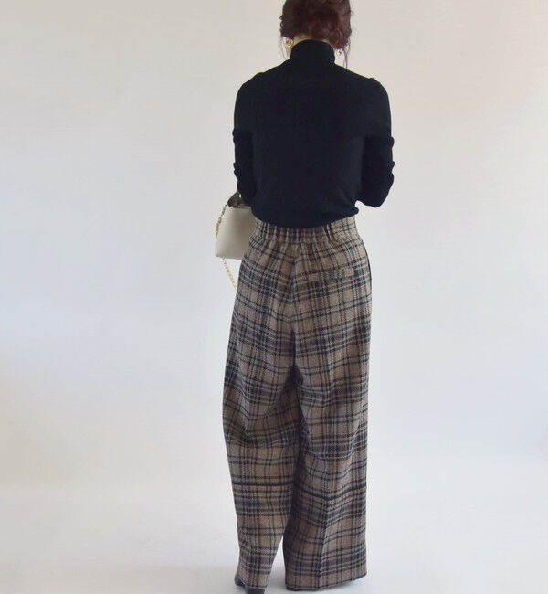 quaranciel「quaranciel:〈手洗い可能〉チェック ソリッド パイピング ワイド パンツ」|その他|