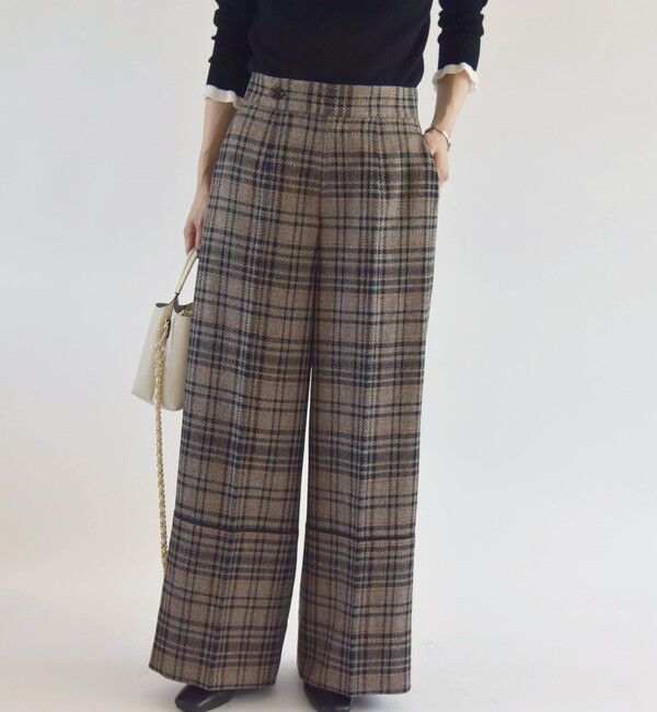 quaranciel「quaranciel:〈手洗い可能〉チェック ソリッド パイピング ワイド パンツ」|その他|