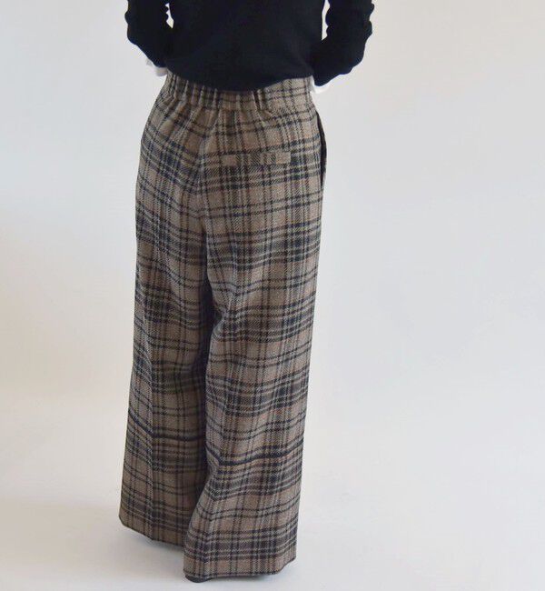quaranciel「quaranciel:〈手洗い可能〉チェック ソリッド パイピング ワイド パンツ」|その他|