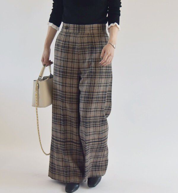 quaranciel「quaranciel:〈手洗い可能〉チェック ソリッド パイピング ワイド パンツ」|その他|