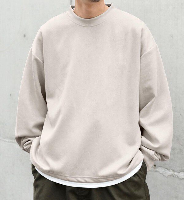 SHIPS any「SHIPS any: 〈洗濯機可能〉フェイクスエード (ポリエステル) / レイヤード クルーネック プルオーバー◇」|スウェット・ジャージ|