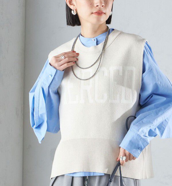 SHIPS for women「〈手洗い可能〉ジャカード ロゴ ニット ベスト 24SS ◇」|ベスト・ジレ|ナチュラル