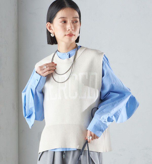 SHIPS for women「〈手洗い可能〉ジャカード ロゴ ニット ベスト 24SS ◇」|ベスト・ジレ|